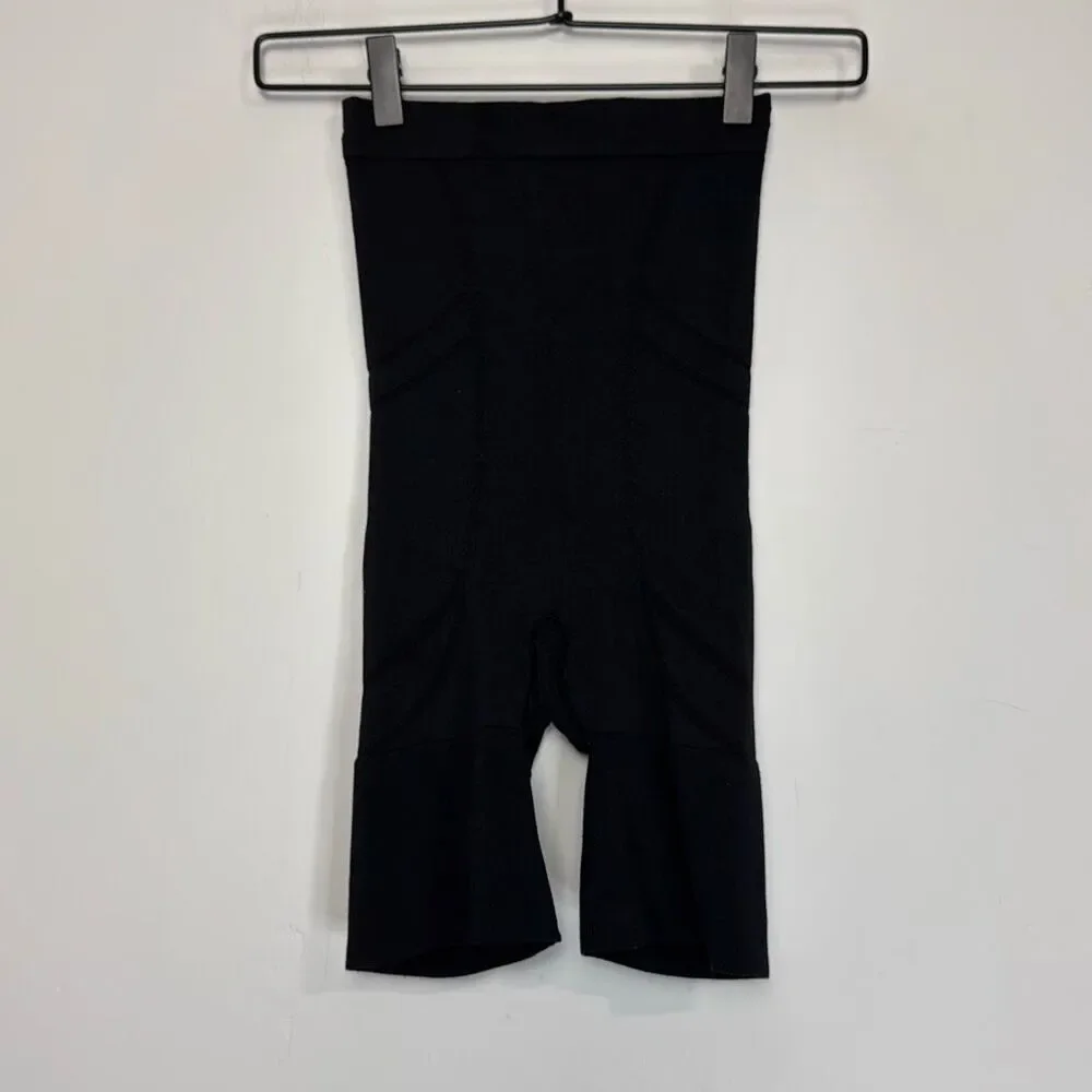 Spanx Black Slim Cognito High Waist Mid Thigh Shorts S - Picture 2 of 6